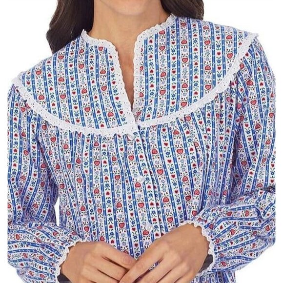 Lanz of Salzburg Womens Tyrolean Heart Floral Nightgown Size Medium White SP EXC - Picture 2 of 12